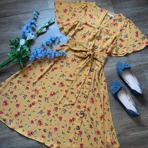 Vintage-Style Floral Midi-Dress